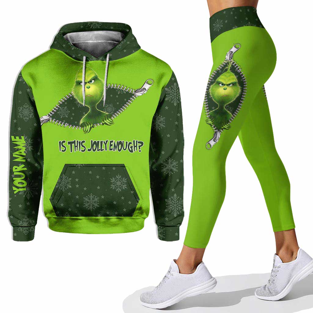 Personalized Grinch Christmas Hoodie and Leggings Set for Holiday Fun Hoodie & Leggings GradoCreations