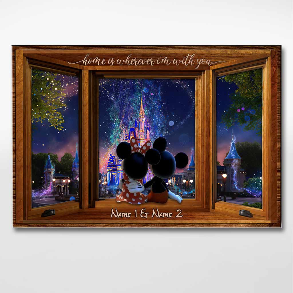 Personalized Mouse Poster Home Is Wherever I Am Gift for Couple Canvas and Poster GradoCreations