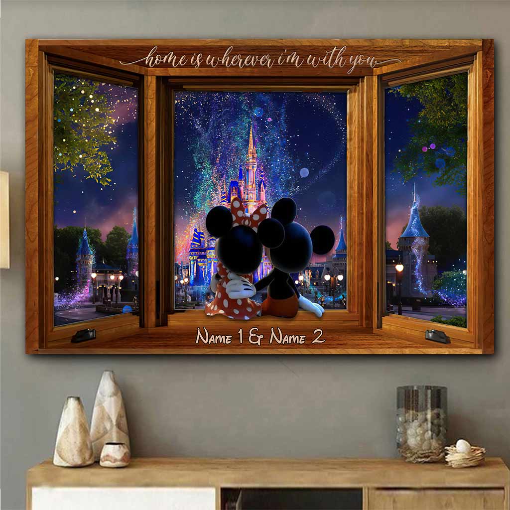 Personalized Mouse Poster Home Is Wherever I Am Gift for Couple Canvas and Poster GradoCreations