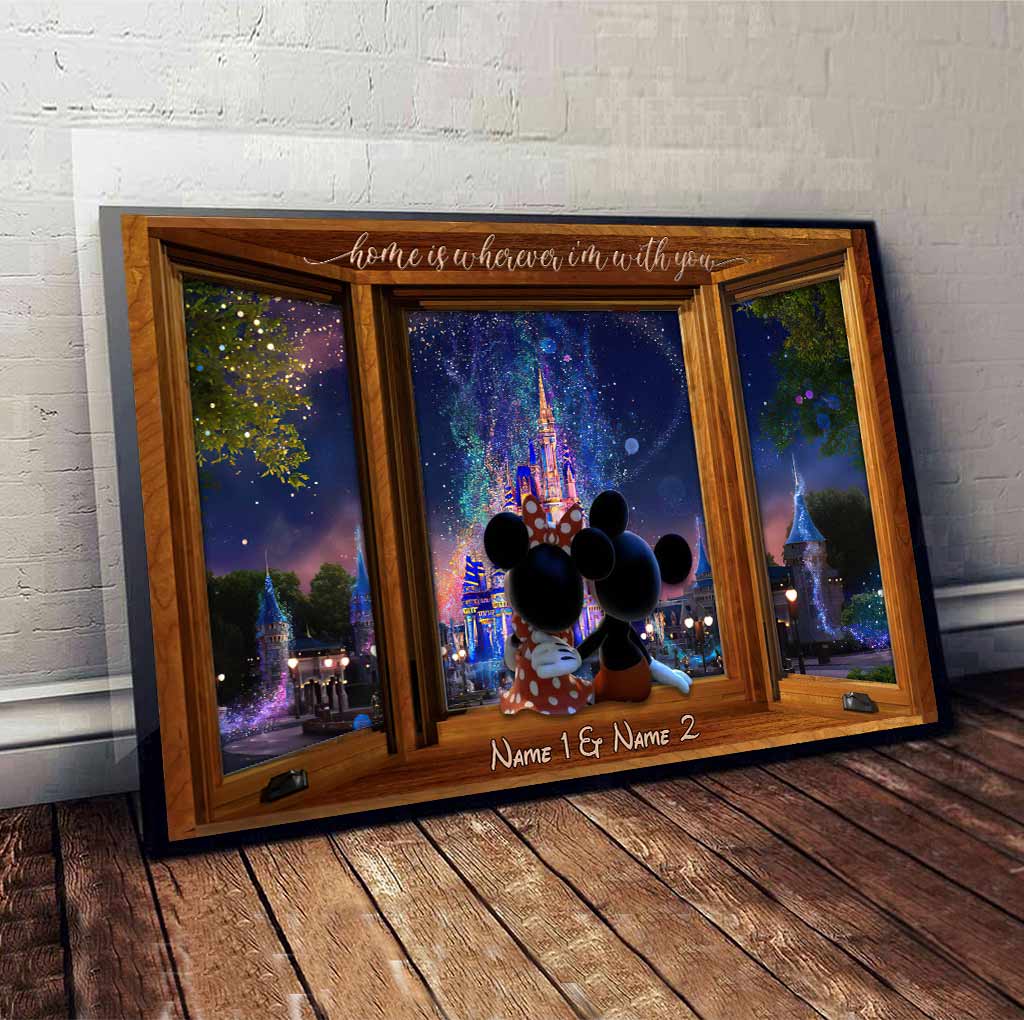 Personalized Mouse Poster Home Is Wherever I Am Gift for Couple Canvas and Poster GradoCreations