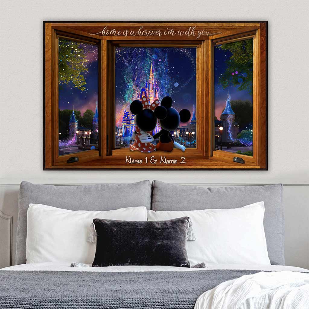 Personalized Mouse Poster Home Is Wherever I Am Gift for Couple Canvas and Poster GradoCreations