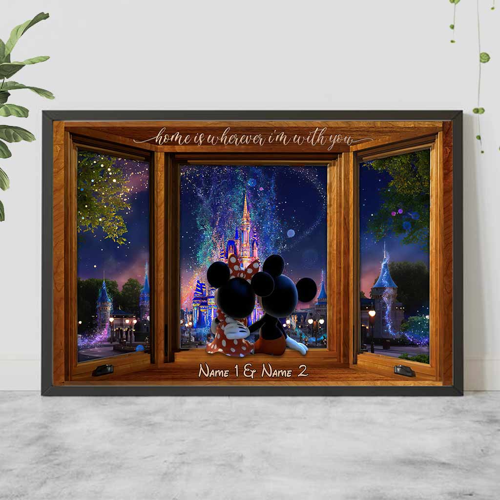 Personalized Mouse Poster Home Is Wherever I Am Gift for Couple Canvas and Poster GradoCreations
