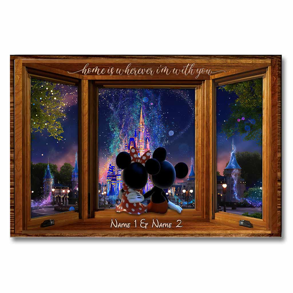 Personalized Mouse Poster Home Is Wherever I Am Gift for Couple Canvas and Poster GradoCreations