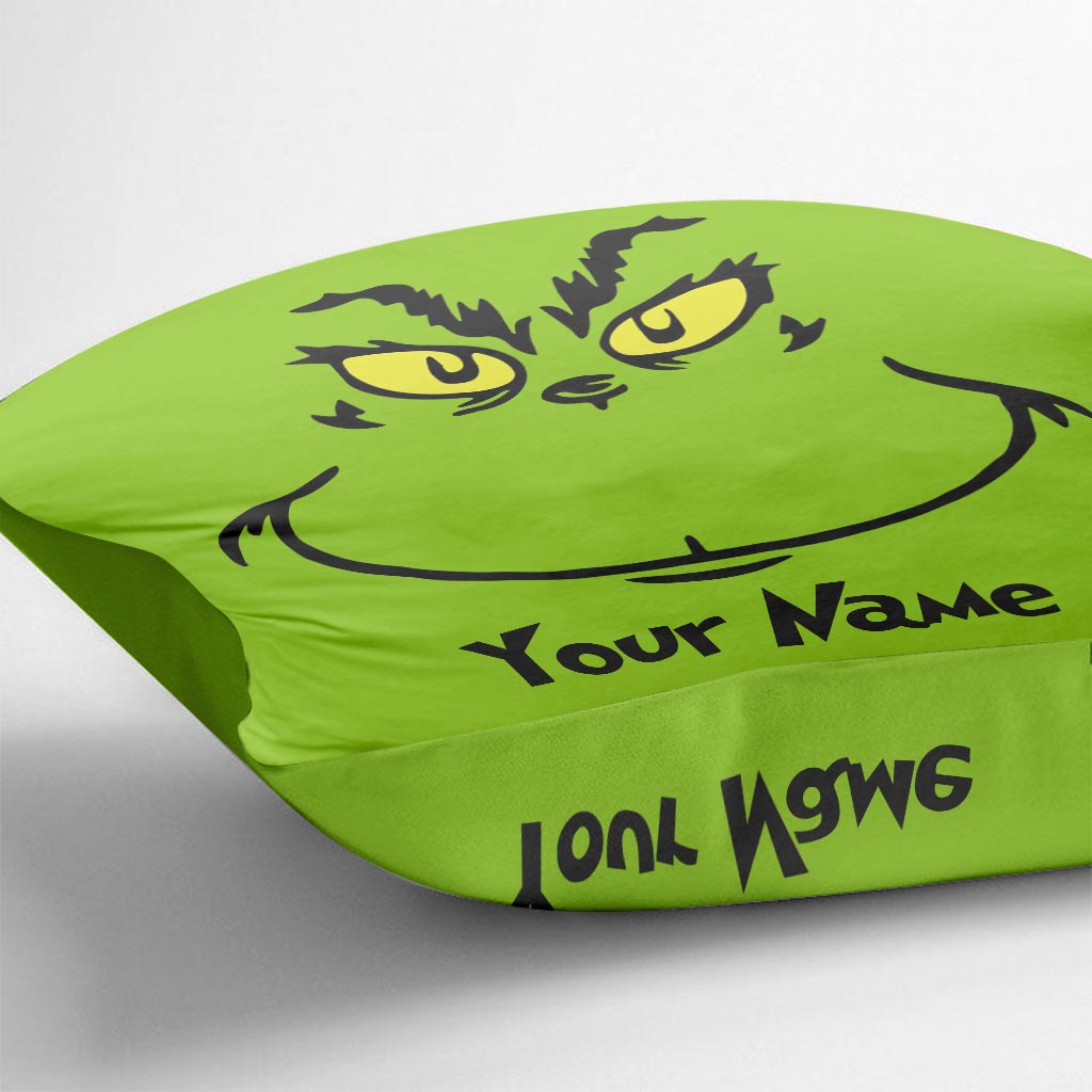 Personalized Grinch Throw Pillow with Custom Name Gift for Christmas Throw Pillow GradoCreations