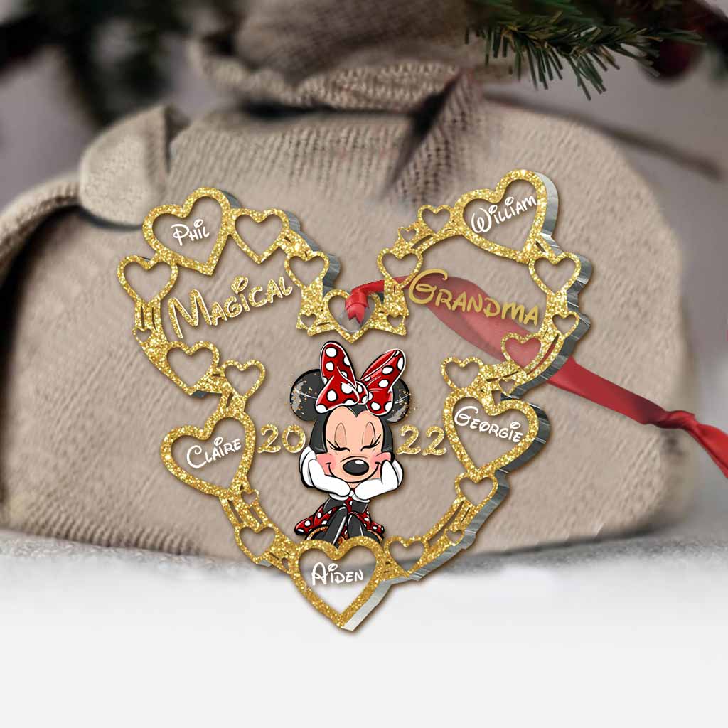 Personalized Magical Grandma Christmas Ornament with Hearts One-sided Ornament GradoCreations