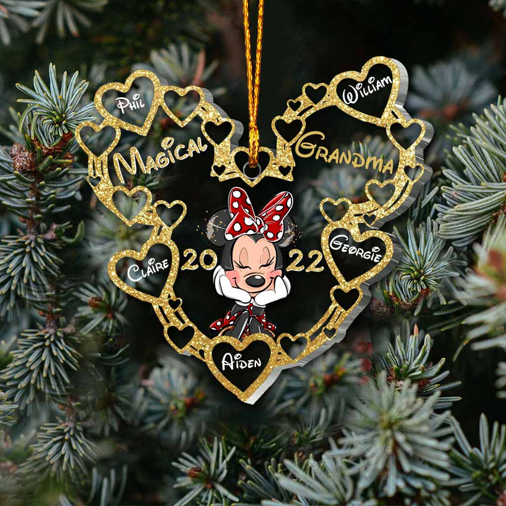Personalized Magical Grandma Christmas Ornament with Hearts One-sided Ornament GradoCreations