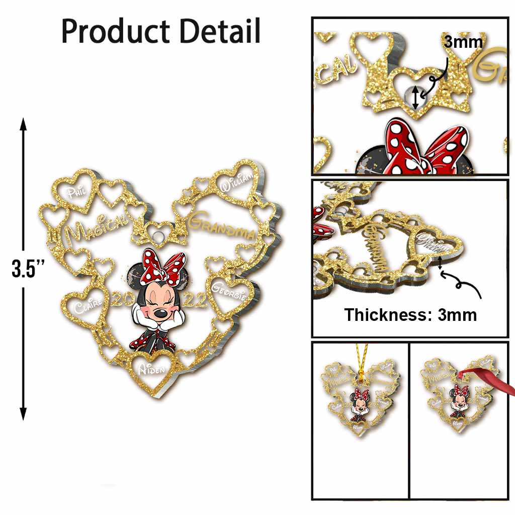 Personalized Magical Grandma Christmas Ornament with Hearts One-sided Ornament GradoCreations