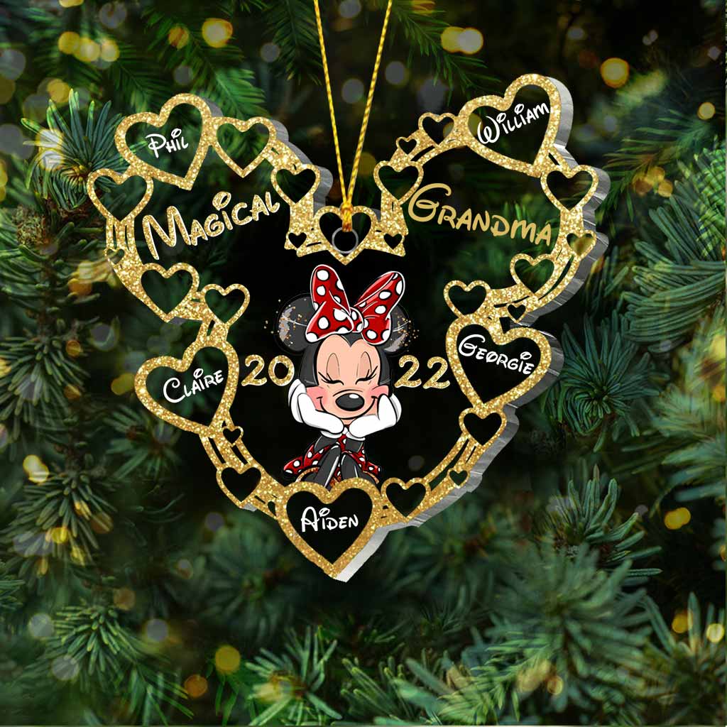 Personalized Magical Grandma Christmas Ornament with Hearts One-sided Ornament GradoCreations