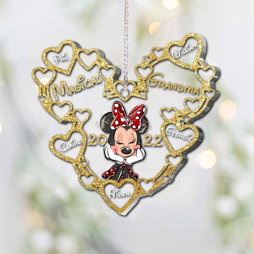 Personalized Magical Grandma Christmas Ornament with Hearts One-sided Ornament GradoCreations