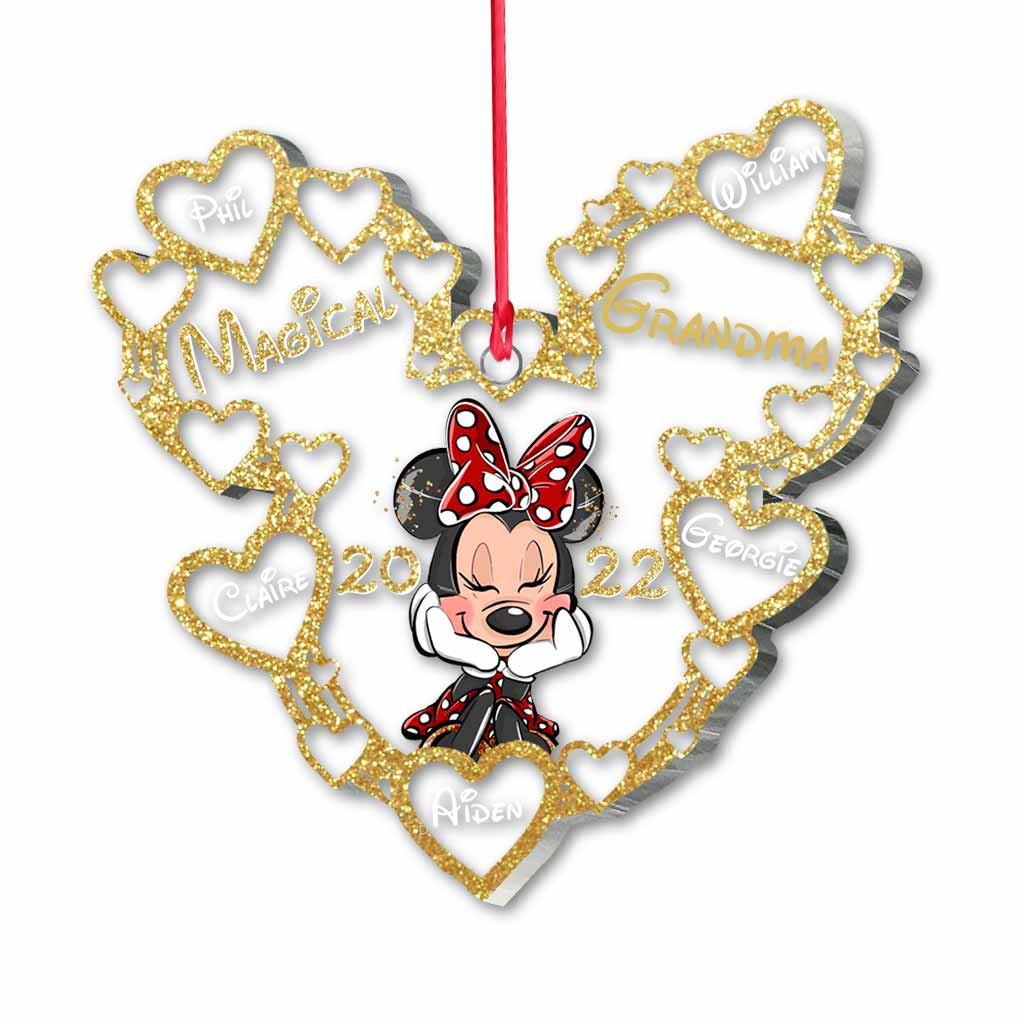 Personalized Magical Grandma Christmas Ornament with Hearts One-sided Ornament GradoCreations
