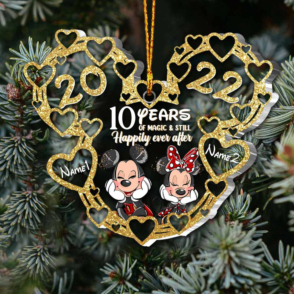 Personalized Christmas Mouse Ornament Custom Names 10 Years Gift One-sided Ornament GradoCreations