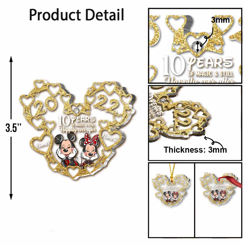 Personalized Christmas Mouse Ornament Custom Names 10 Years Gift One-sided Ornament GradoCreations