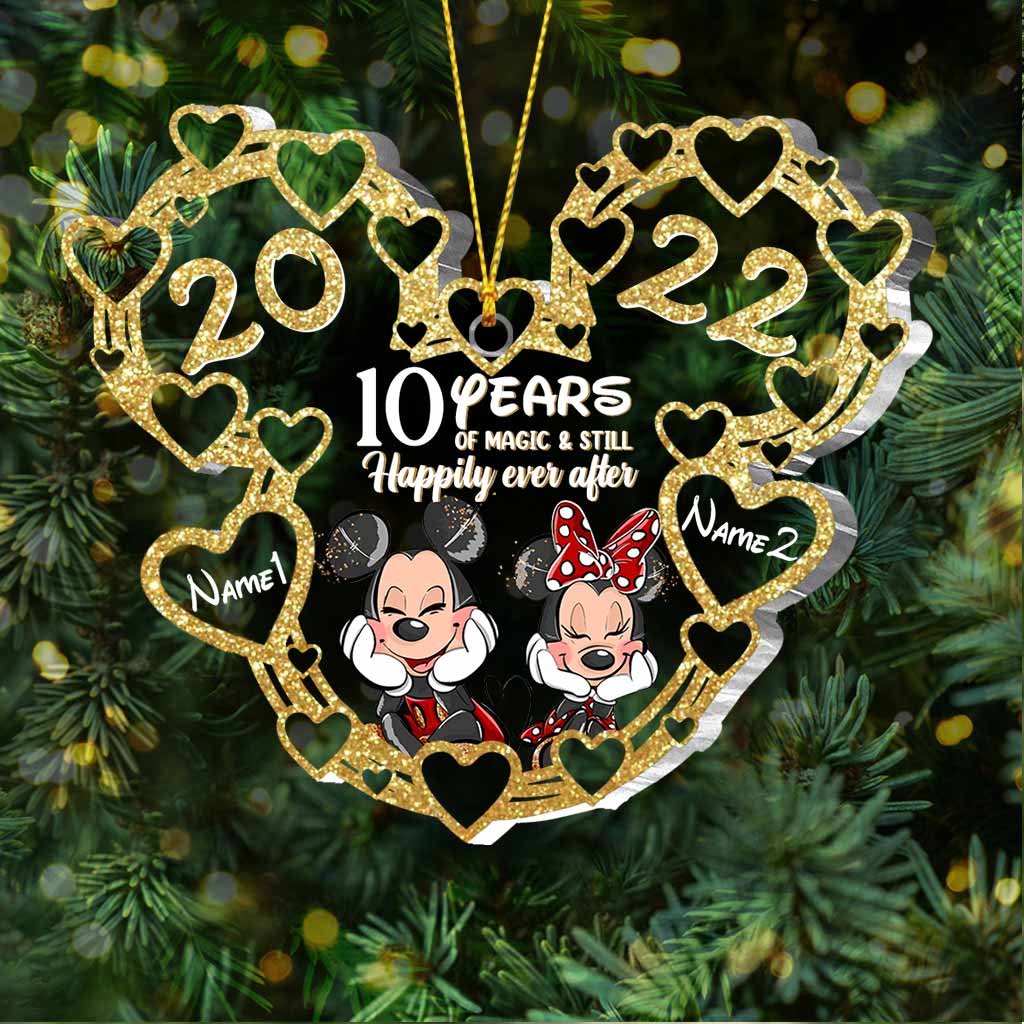 Personalized Christmas Mouse Ornament Custom Names 10 Years Gift One-sided Ornament GradoCreations