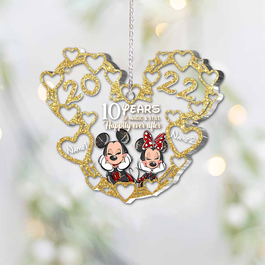 Personalized Christmas Mouse Ornament Custom Names 10 Years Gift One-sided Ornament GradoCreations