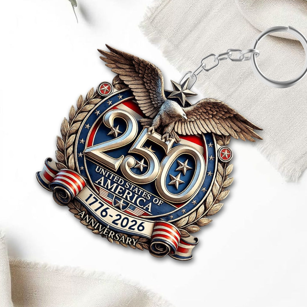 250th Anniversary USA Patriotic Acrylic Keychain Gift GradoCreations