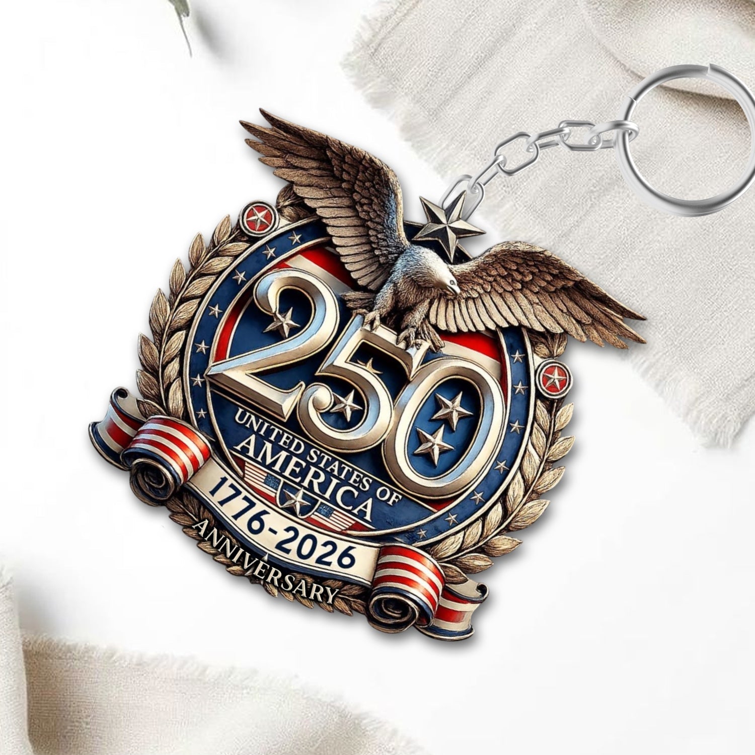 250th Anniversary USA Patriotic Acrylic Keychain Gift GradoCreations