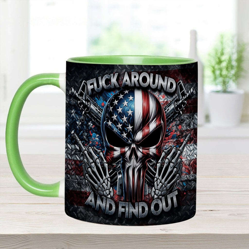 Personalized Ceramic Bold Patriotic Skull Accent Mug Gift GradoCreations