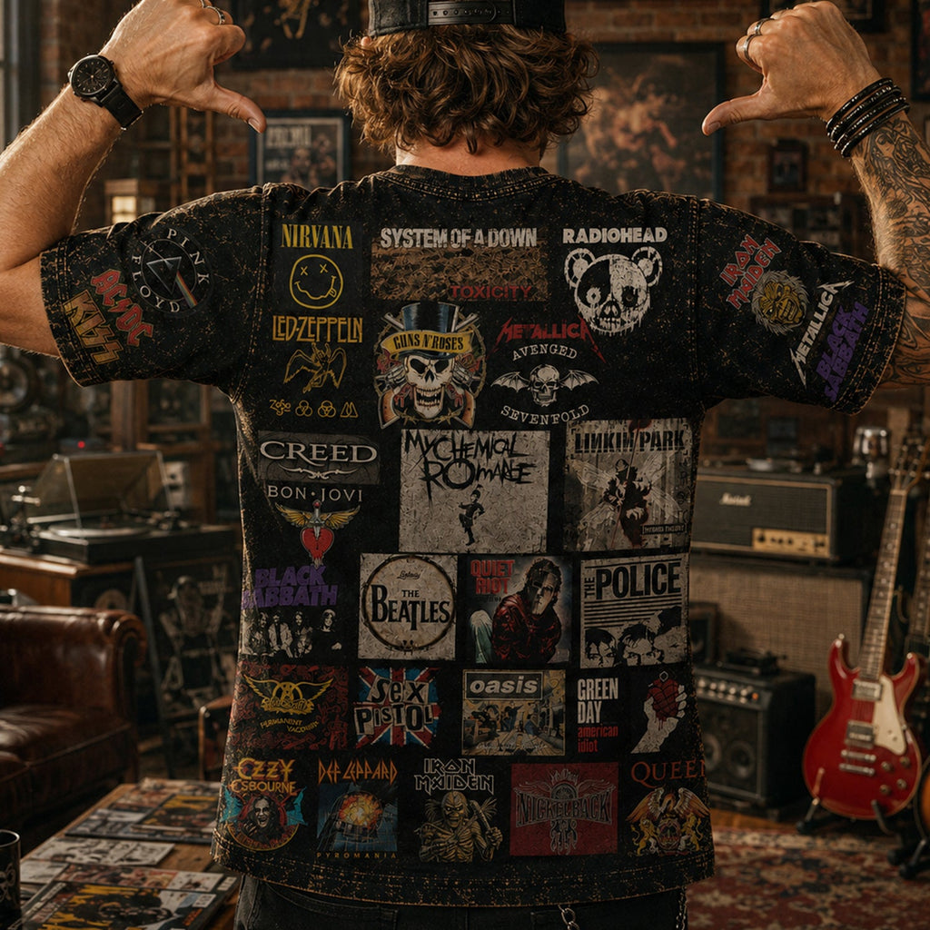 All-Over Print Classic Rock T-Shirt Gift for Music Lovers GradoCreations