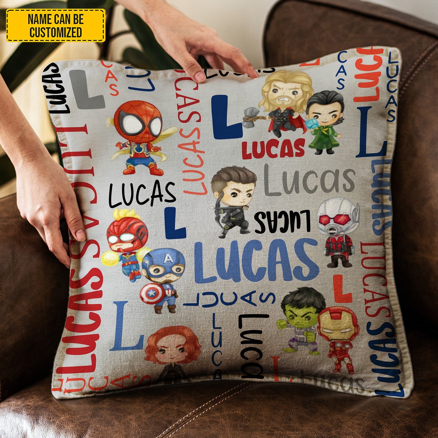 Personalized Kids Pillow with Superhero Design Custom Name Gift GradoCreations