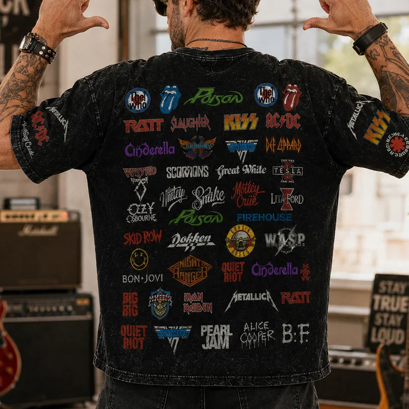 All-Over Print Rock Music T-shirt for Men | Classic Legends Gift T-shirt GradoCreations