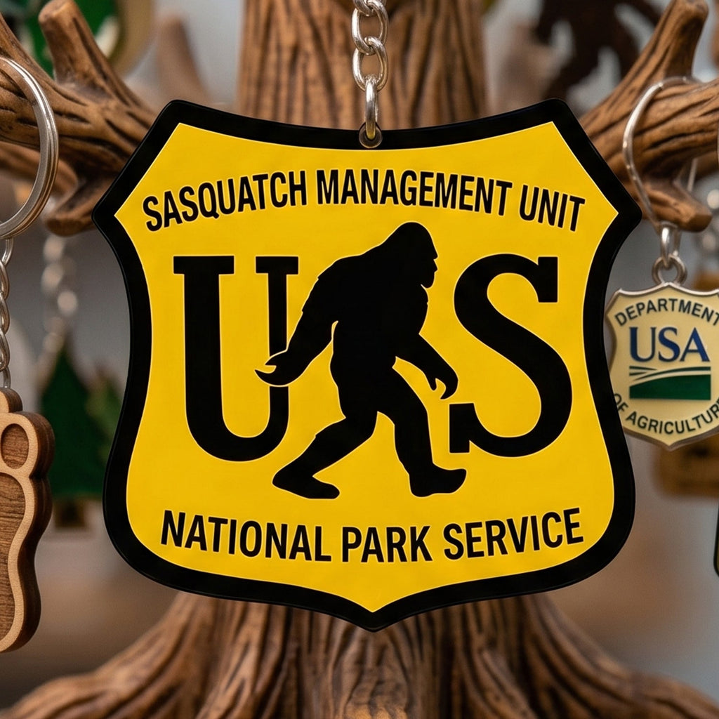Sasquatch Division Acrylic Keychain for Outdoor Enthusiasts GradoCreations