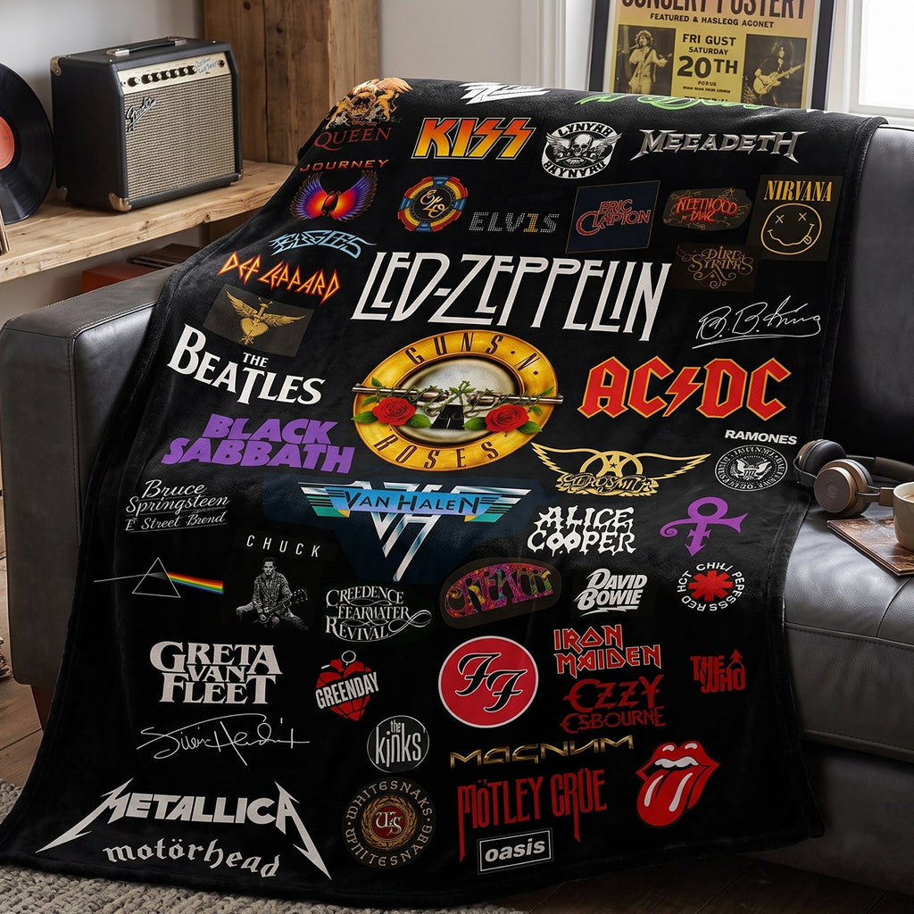 Personalized Classic Rock Legends Blanket Unique Gift GradoCreations