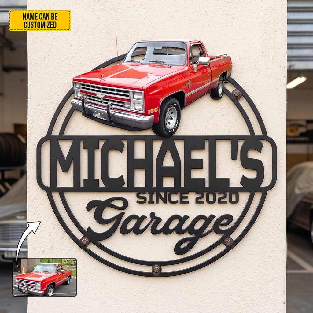 Personalized Classic Car Metal Sign Custom Photo Gift for Garage Decor GradoCreations