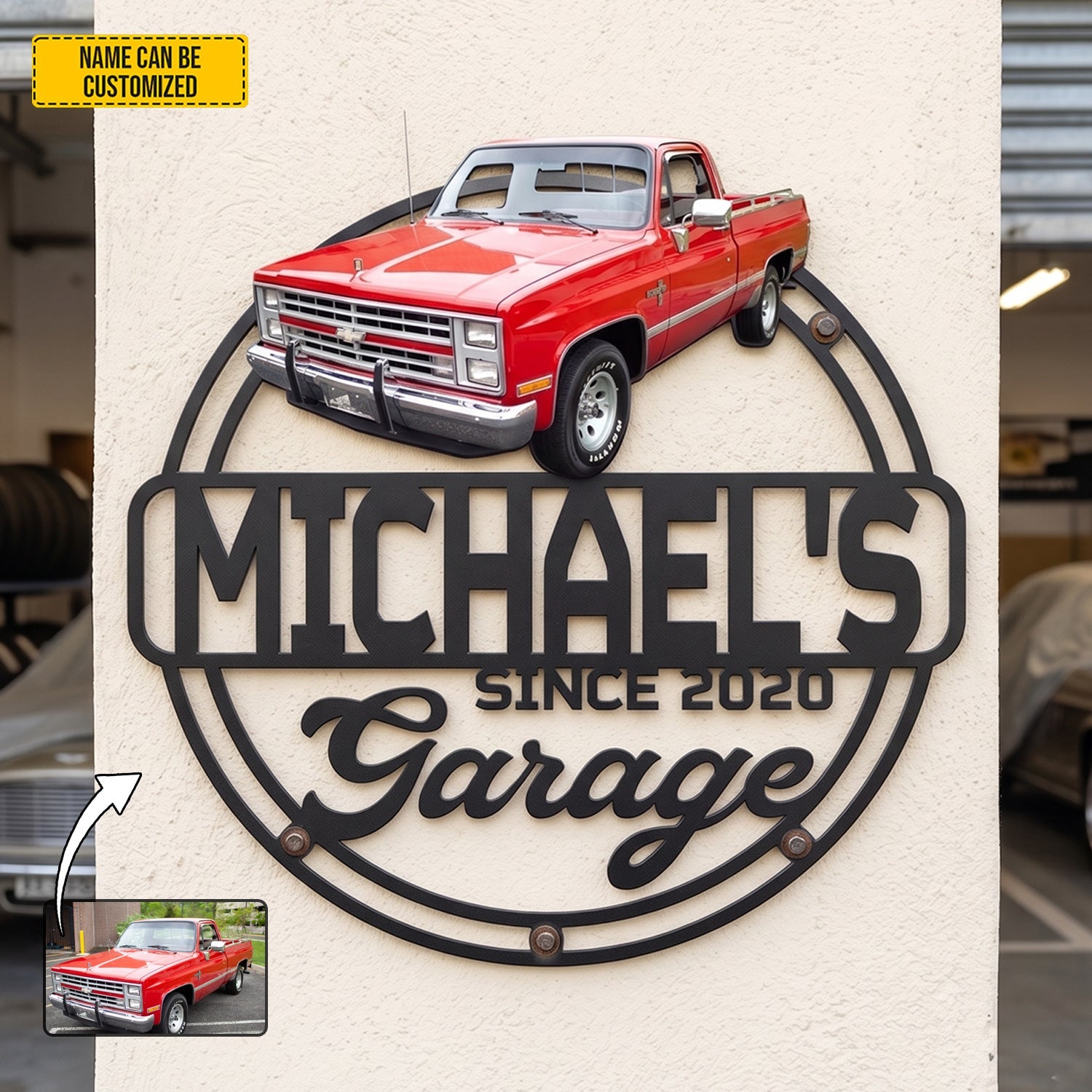 Personalized Classic Car Metal Sign Custom Photo Gift for Garage Decor GradoCreations