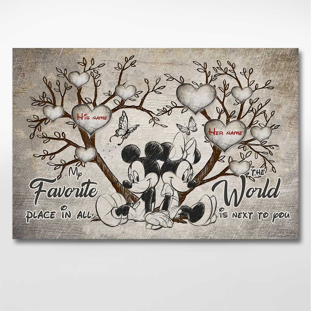 Personalized Mickey Mouse Poster Custom Names Gift for Couples Canvas and Poster GradoCreations
