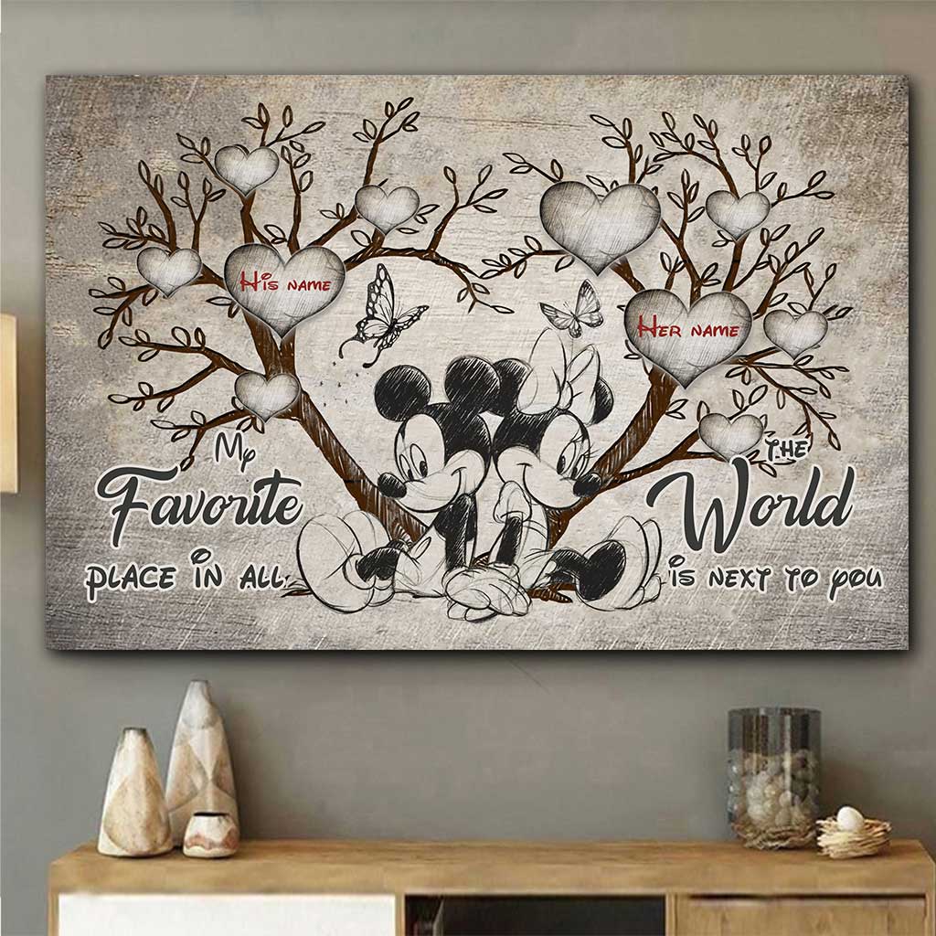 Personalized Mickey Mouse Poster Custom Names Gift for Couples Canvas and Poster GradoCreations