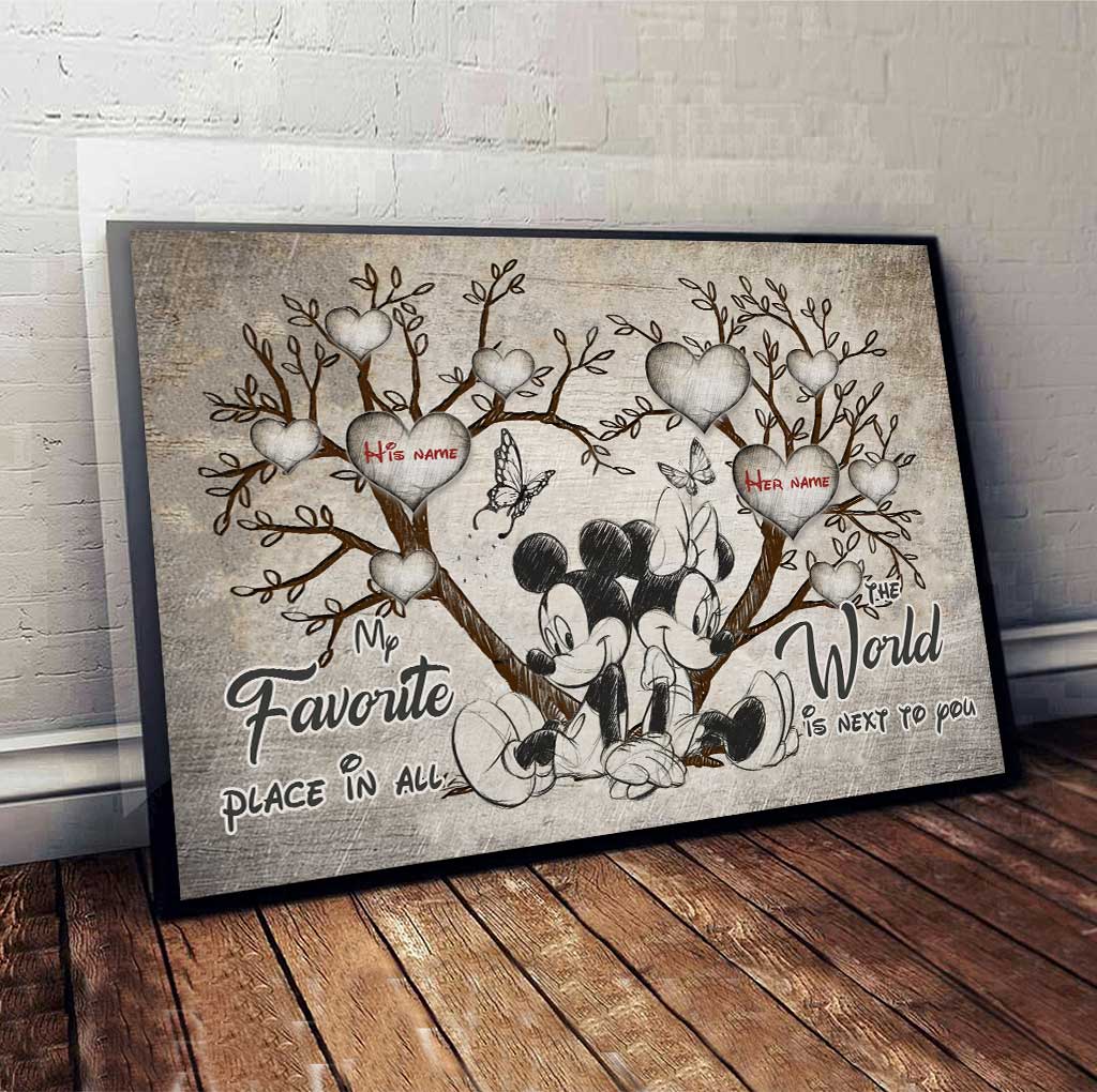 Personalized Mickey Mouse Poster Custom Names Gift for Couples Canvas and Poster GradoCreations