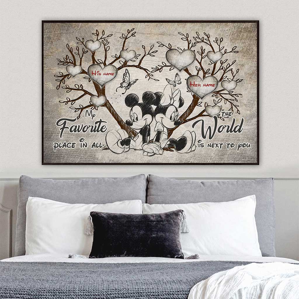Personalized Mickey Mouse Poster Custom Names Gift for Couples Canvas and Poster GradoCreations