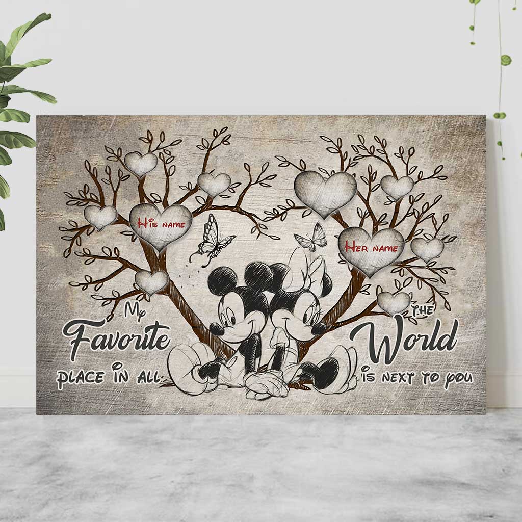 Personalized Mickey Mouse Poster Custom Names Gift for Couples Canvas and Poster GradoCreations