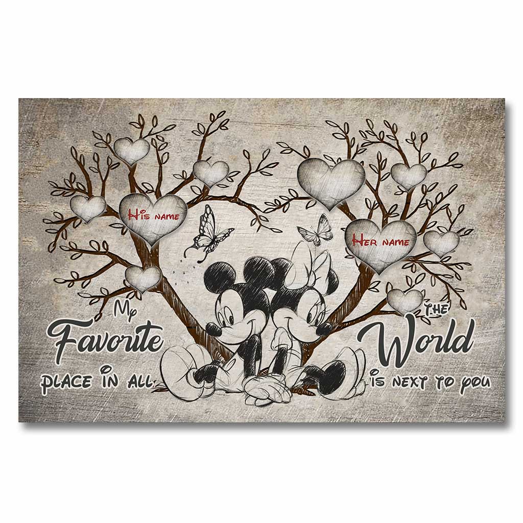 Personalized Mickey Mouse Poster Custom Names Gift for Couples Canvas and Poster GradoCreations
