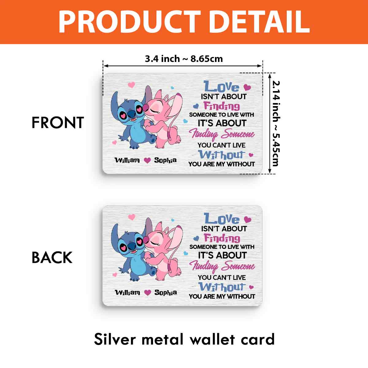 Personalized Couple Wallet Insert Card Custom Love Message Gift Wallet Insert Card GradoCreations