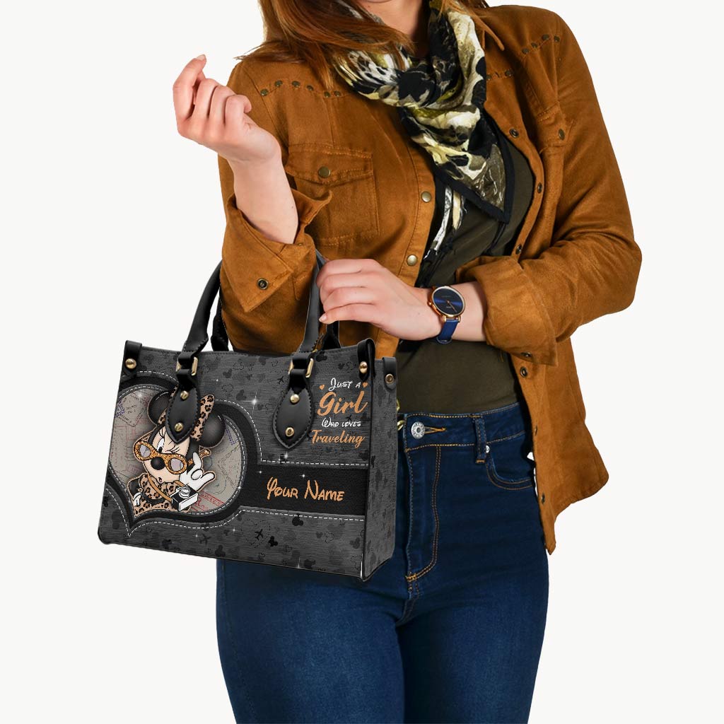 Personalized Leather Handbag Just A Girl Who Loves Traveling Gift for Women Leather Handbag GradoCreations