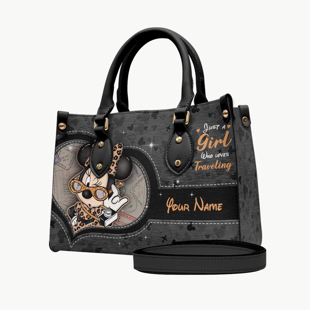 Personalized Leather Handbag Just A Girl Who Loves Traveling Gift for Women Leather Handbag GradoCreations