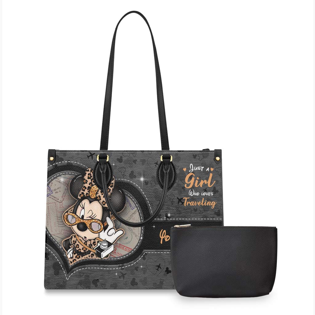 Personalized Leather Handbag Just A Girl Who Loves Traveling Gift for Women Leather Handbag GradoCreations
