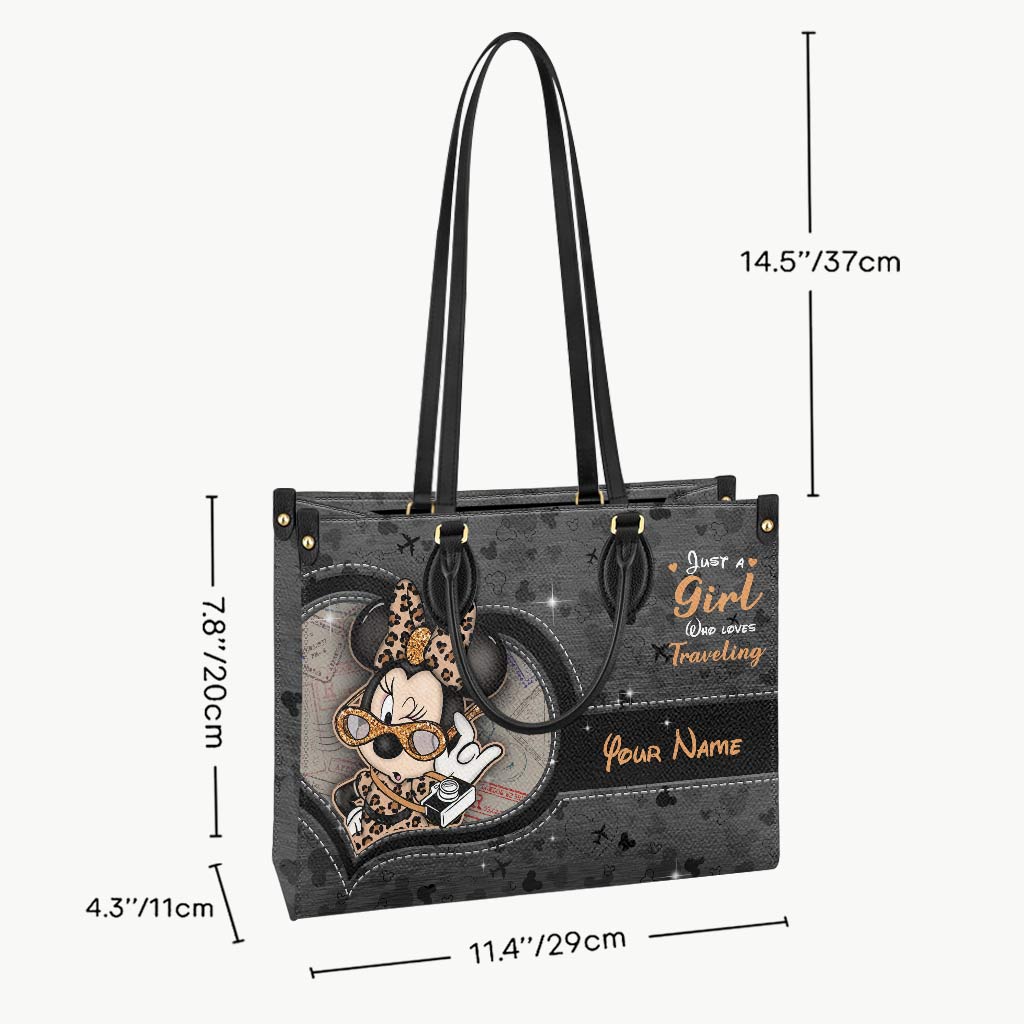 Personalized Leather Handbag Just A Girl Who Loves Traveling Gift for Women Leather Handbag GradoCreations