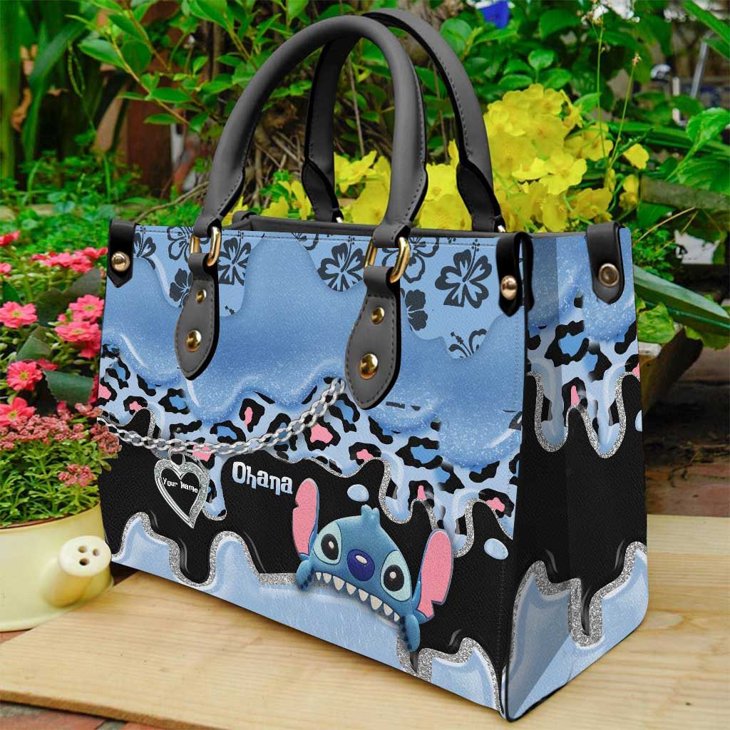 Personalized Leather Handbag with Ohana Design for Mom Leather Handbag GradoCreations