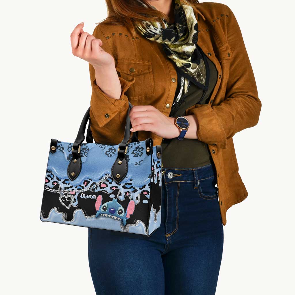Personalized Leather Handbag with Ohana Design for Mom Leather Handbag GradoCreations