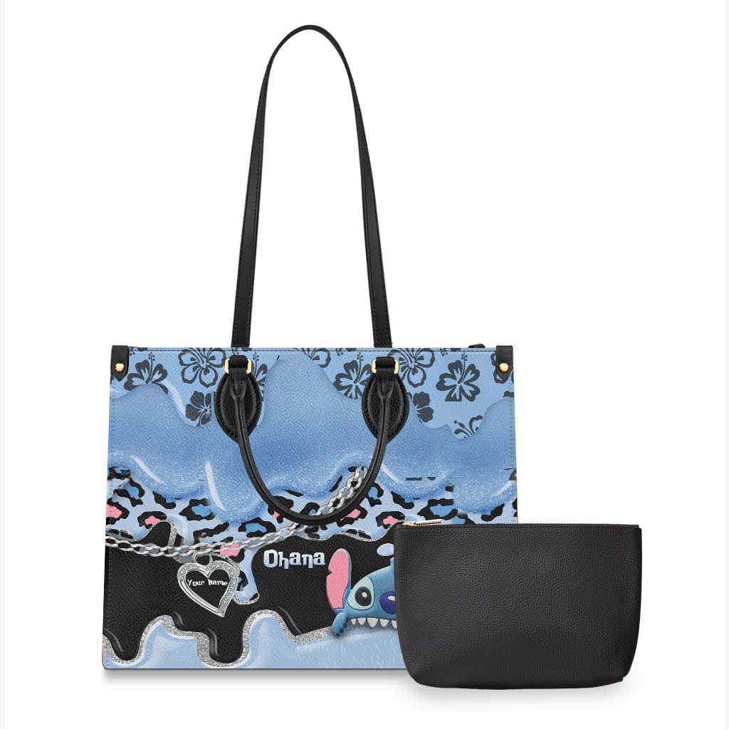 Personalized Leather Handbag with Ohana Design for Mom Leather Handbag GradoCreations