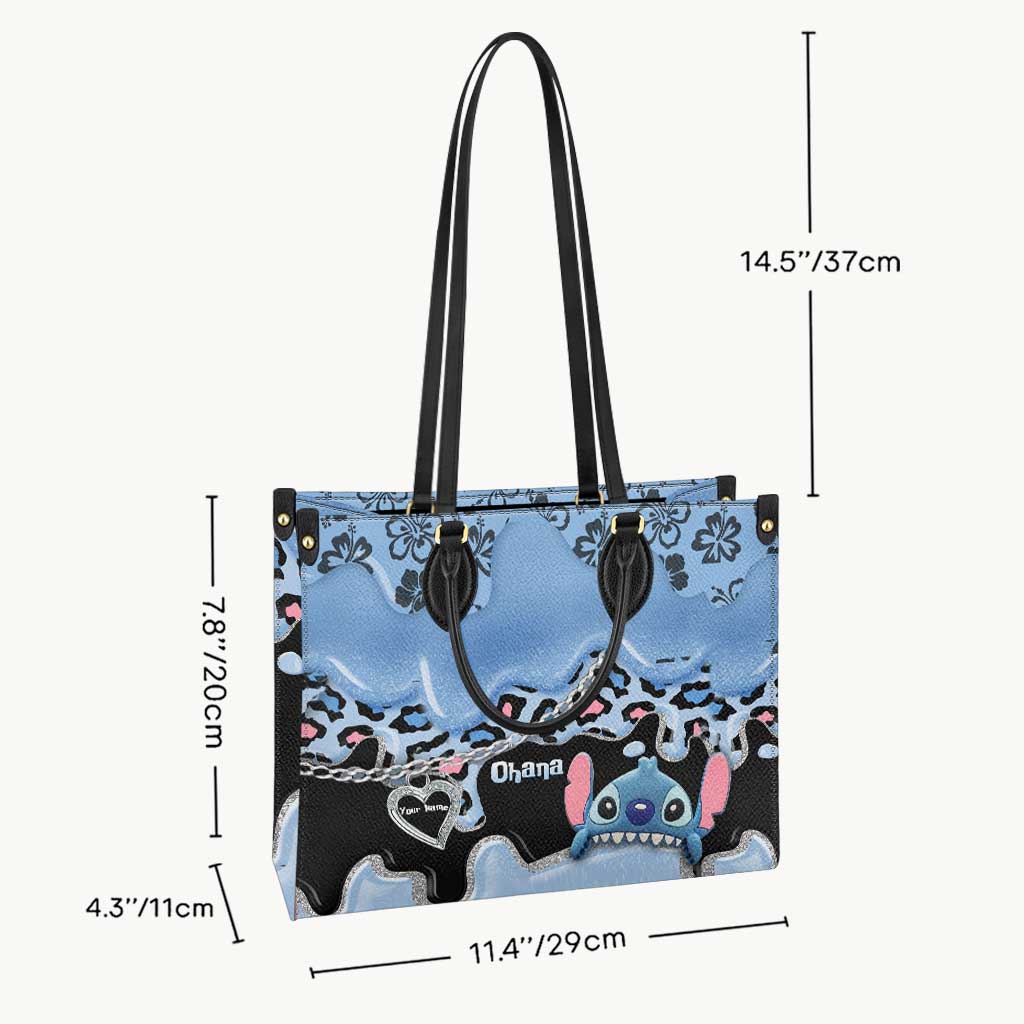 Personalized Leather Handbag with Ohana Design for Mom Leather Handbag GradoCreations