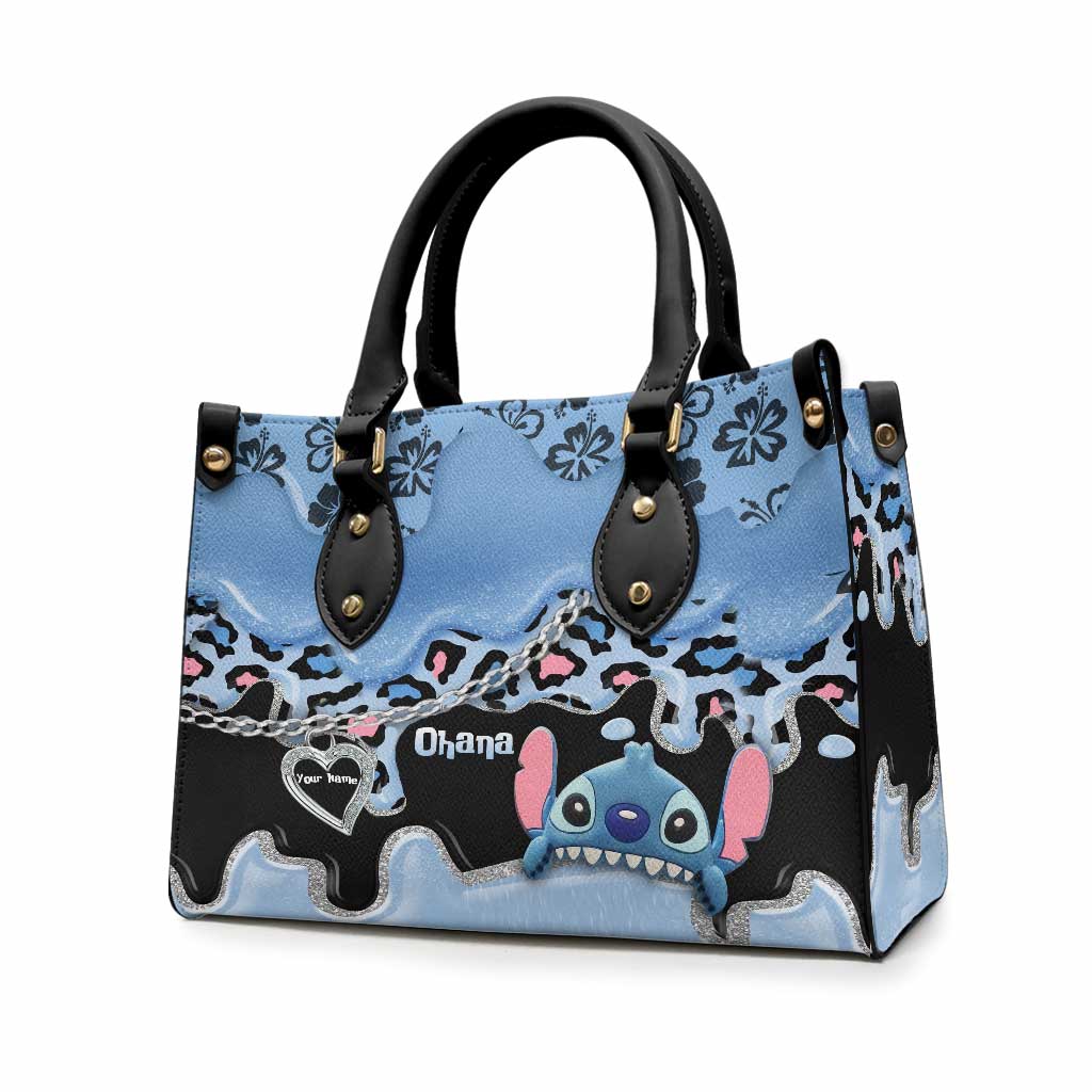 Personalized Leather Handbag with Ohana Design for Mom Leather Handbag GradoCreations