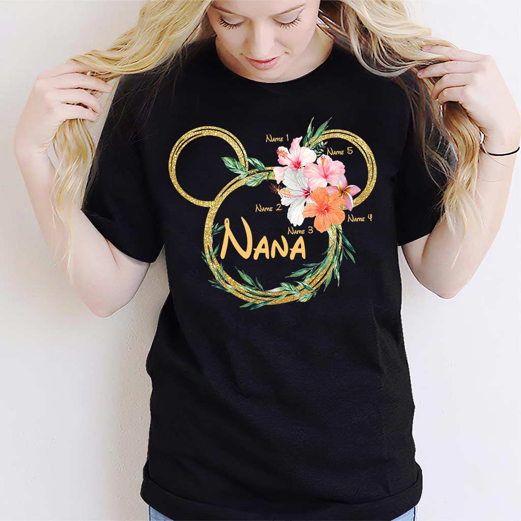 Personalized Floral Mouse Ears T-Shirt for Grandma - Custom Nana Gift T-shirt & Hoodie GradoCreations