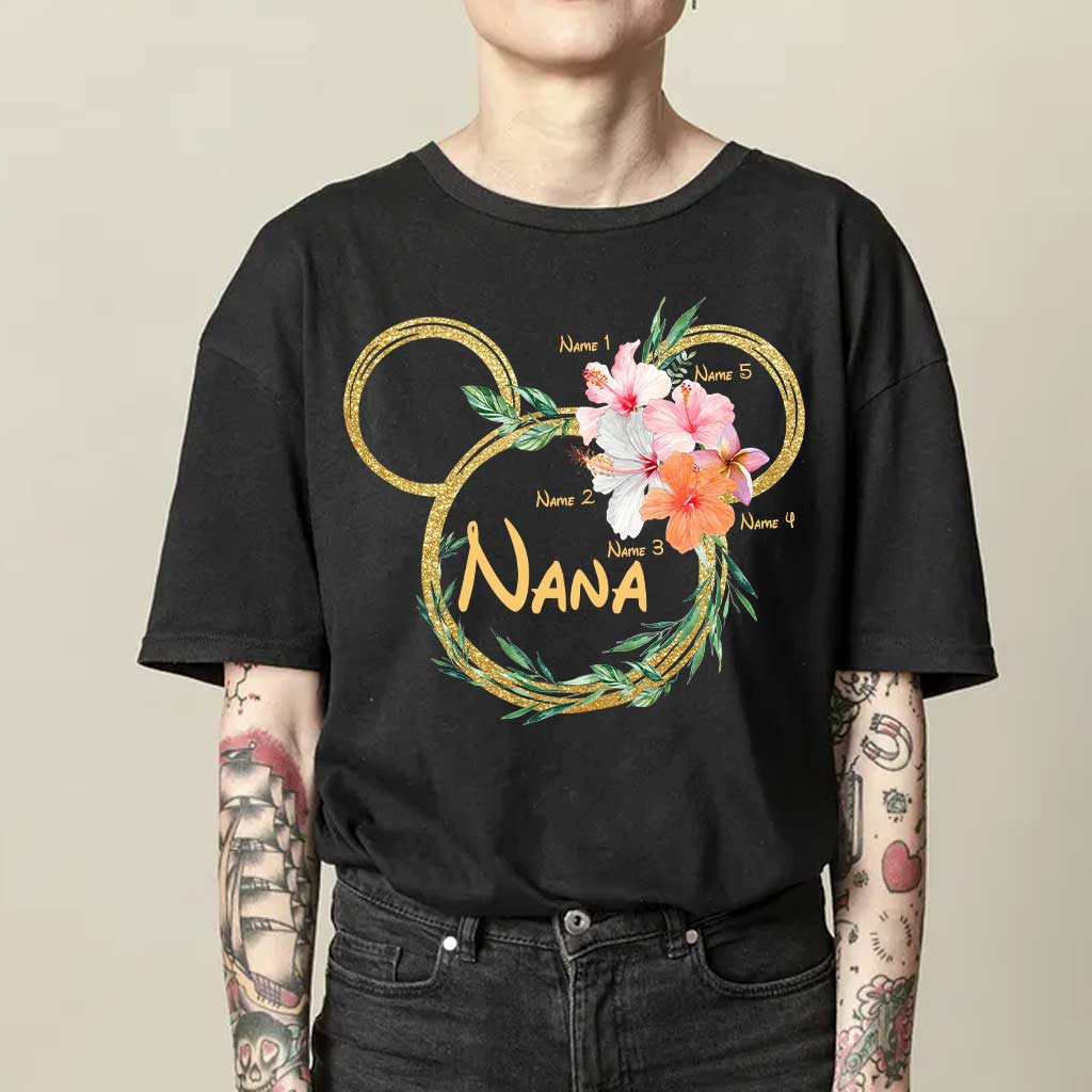 Personalized Floral Mouse Ears T-Shirt for Grandma - Custom Nana Gift T-shirt & Hoodie GradoCreations