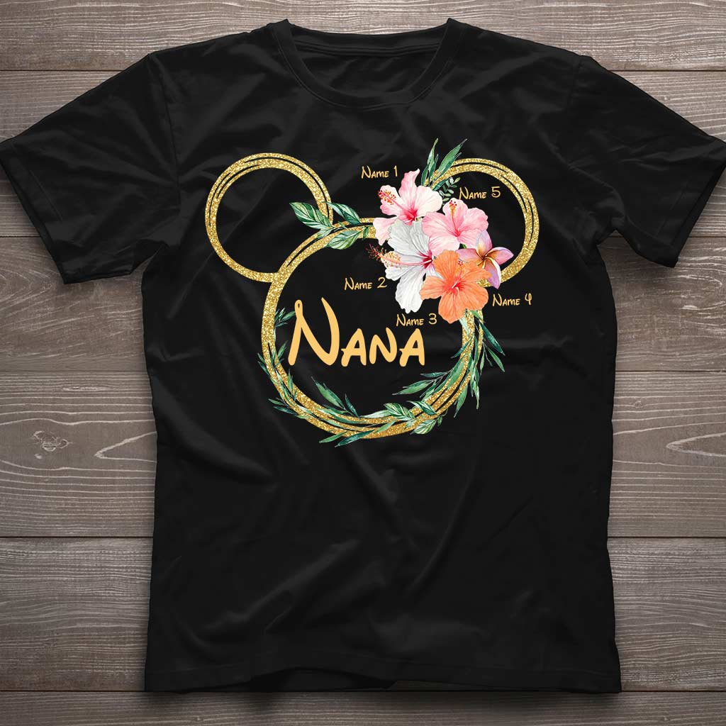 Personalized Floral Mouse Ears T-Shirt for Grandma - Custom Nana Gift T-shirt & Hoodie GradoCreations