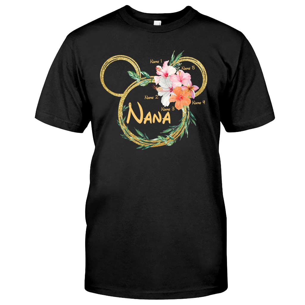 Personalized Floral Mouse Ears T-Shirt for Grandma - Custom Nana Gift T-shirt & Hoodie GradoCreations