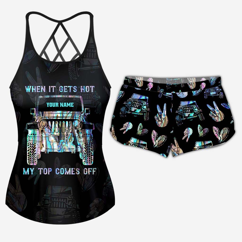 Personalized Women's Cross Tank Top & Shorts Set | Custom Name Gift Cross Tank Top & Women Shorts GradoCreations