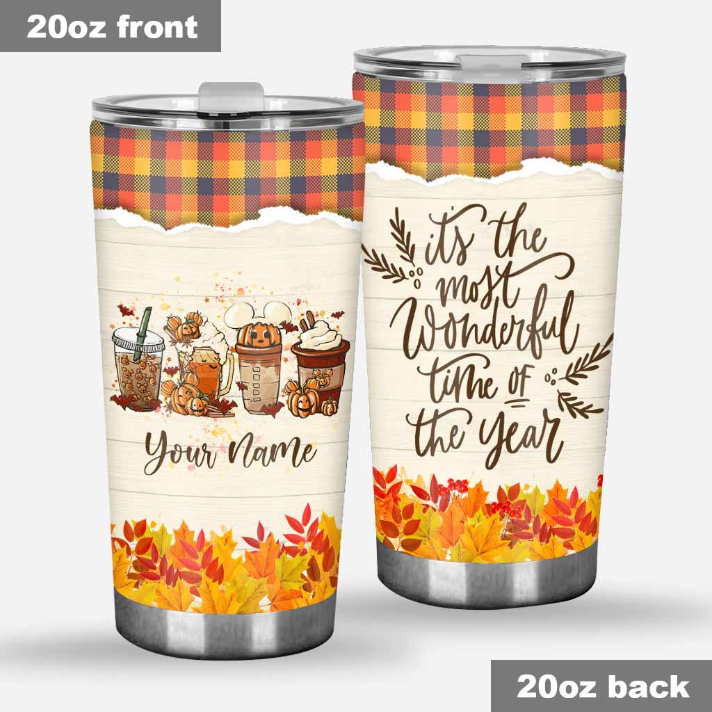 Personalized Fall Tumbler Custom Name It's The Most Wonderful Time Gift Tumbler GradoCreations